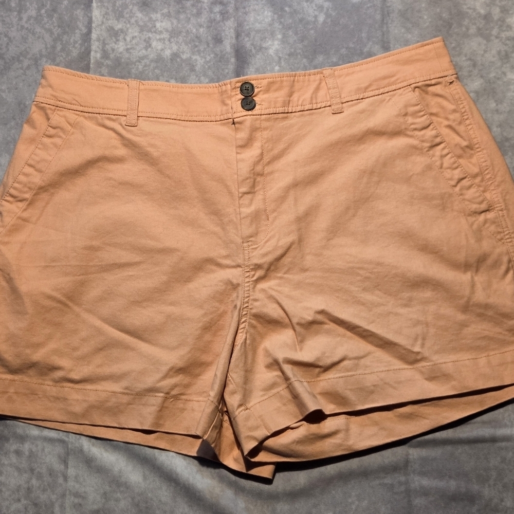A New Day Womens Sz‎ 17 Cotton Stretch Pockets Peach Shorts Preppy Summer NWT